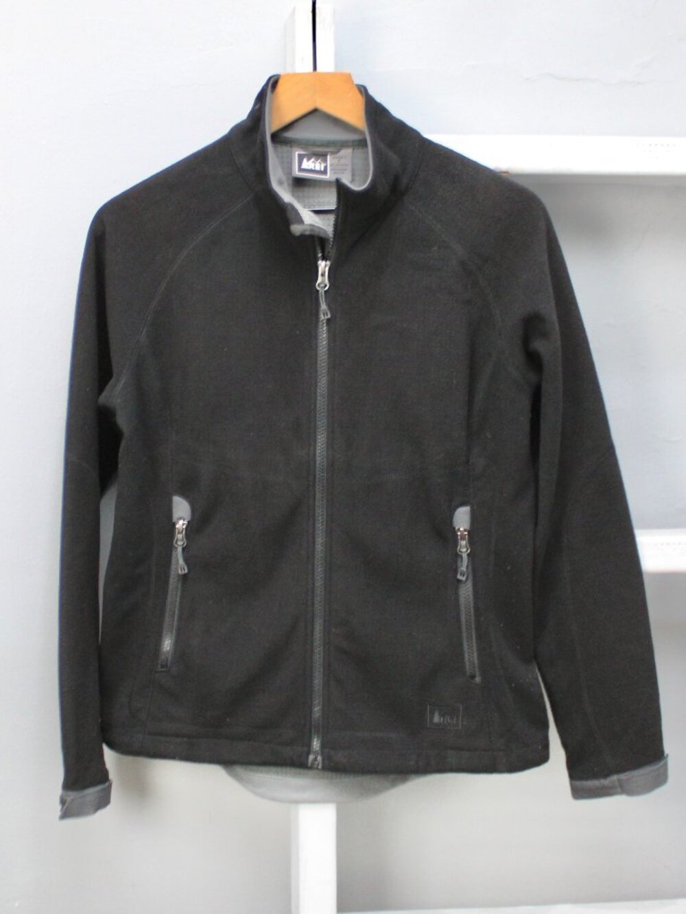 Rei Black Fleece Full Zip Women's Outdoors Utility Jacket Size Small